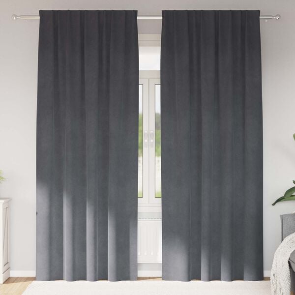 vidaXL Blackout Curtains 2 pcs Light Grey 140 x 245 cm Velvet