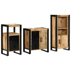 vidaXL Bathroom Furniture Set 3 pcs Brown and Black Solid Mango Wood