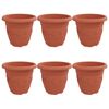 vidaXL Round Flower Pot 6 pcs Brick Red &Oslash; 26 x 21.5 cm Plastic
