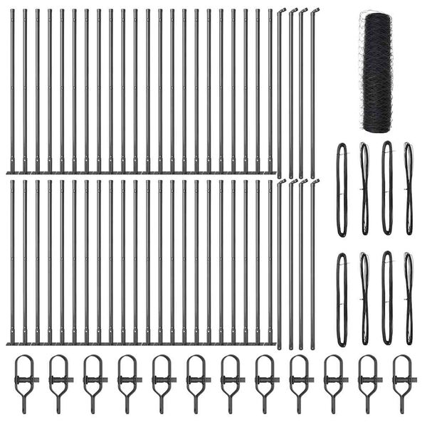 vidaXL Fence Post Grey 100 x 0.6 m (36 mm mesh) Steel and PVC