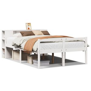vidaXL Bookcase Bed without Mattress White 140x190 cm Solid Wood Pine