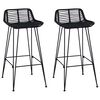 vidaXL Bar Stool 2 pcs Black 44 x 46 x 91 cm Rattan and Steel