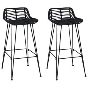 vidaXL Bar Stool 2 pcs Black 44 x 46 x 91 cm Rattan and Steel