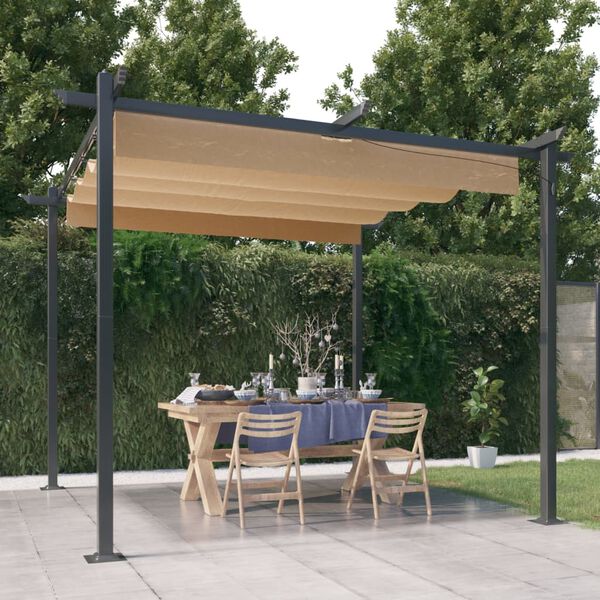 vidaXL Garden Gazebo with Retractable Roof 3x3 m Taupe