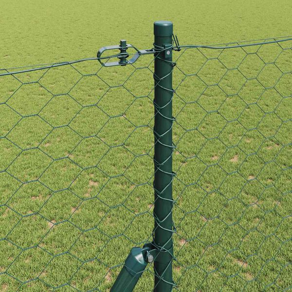 vidaXL Fence Post Green 10 x 1.5 m (50 mm mesh) Steel and PVC