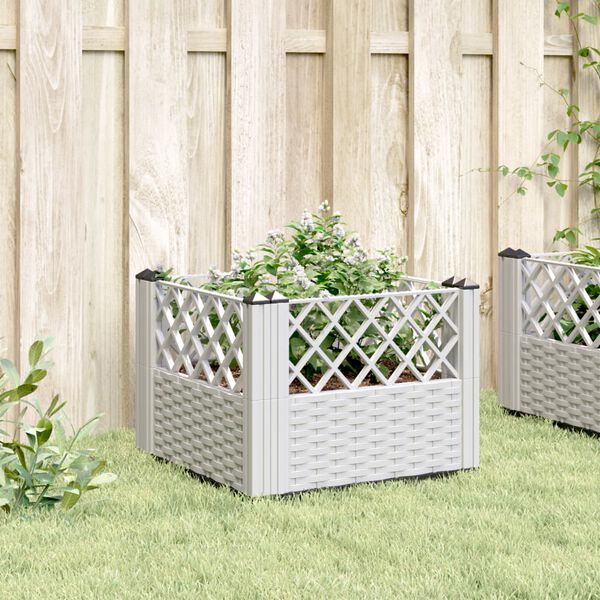 vidaXL Garden Planter with Pegs White 43.5x43.5x43.5 cm PP