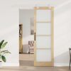 vidaXL Sliding Door Natural 78 x 232 cm Solid Pine Wood and Glass