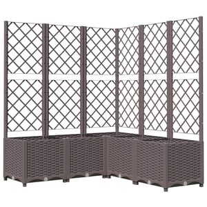 vidaXL Garden Planter with Trellis Brown 120x120x136 cm PP