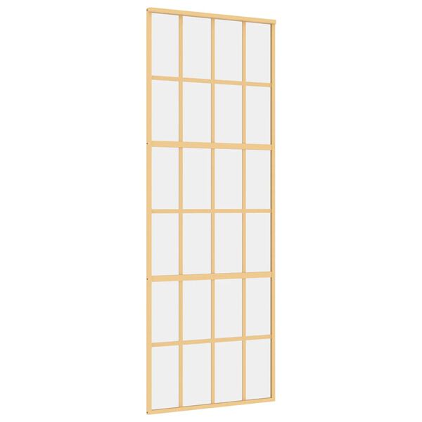 vidaXL Sliding Door Gold 76x205 cm Clear ESG Glass and Aluminium