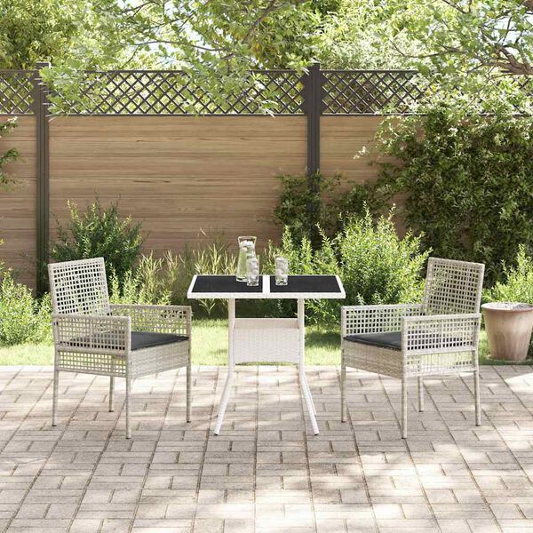 vidaXL Garden Dining Set 3 pcs Grey Poly rattan