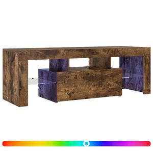 vidaXL TV Cabinet with LED Lights Smoked Oak 120x35x40 cm