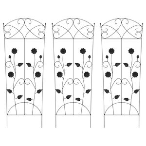 vidaXL Garden Fence 3 pcs Black 110.5 x 42.5 cm Steel