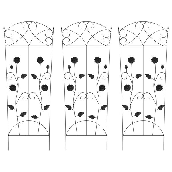 vidaXL Garden Fence 3 pcs Black 112 x 40 cm Steel