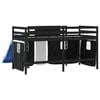 vidaXL Kids' Loft Bed with Curtains without Mattress White&Black 90x200cm