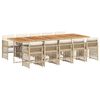 vidaXL 11 Piece Garden Dining Set with Cushions Beige Poly Rattan