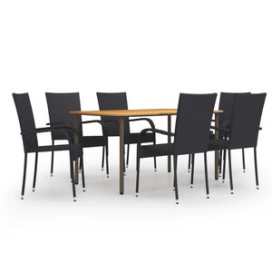 vidaXL Dining Set | Black | Solid Acacia Wood | Stackable | Dining Set