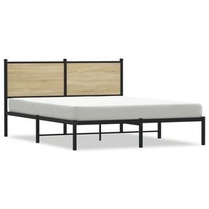 vidaXL Metal Bed Frame without Mattress Sonoma Oak 140x190 cm