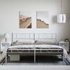 vidaXL Metal Bed Frame without Mattress with Footboard White 183x213cm