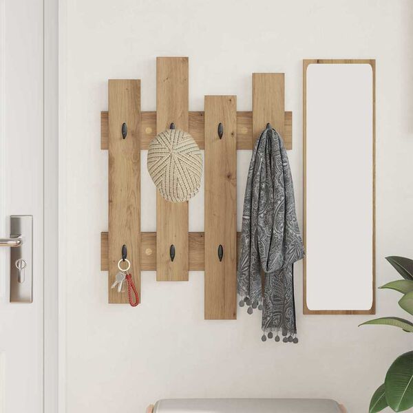 vidaXL Wall-Mounted Coat Rack Wall-mounted Artisan oak 60 x 3 x 82 cm