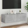 vidaXL TV Wall Cabinet with LED Lights Concrete Grey 100x35x31 cm