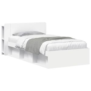vidaXL Bed Frame with Storage White 75 x 190 cm Engineered Wood
