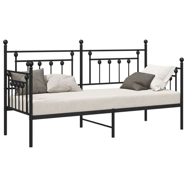 vidaXL Daybed Frame with Headboard Black 80 x 200 cm Steel