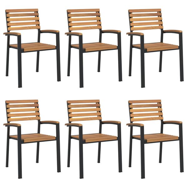 vidaXL Stackable Garden Chairs 6 pcs Solid Wood Acacia and Metal