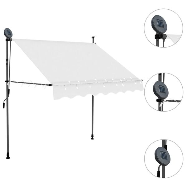 vidaXL Manual Retractable Awning with LED 150 cm Cream