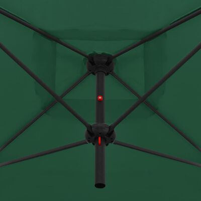 vidaXL Double Parasol with Steel Pole 250x250 cm Green