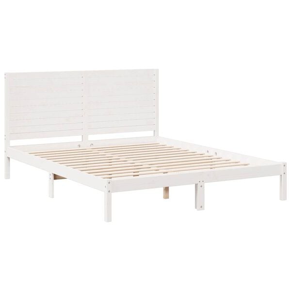 vidaXL Extra Long Bed Frame without Mattress White 140x210 cm Solid Wood