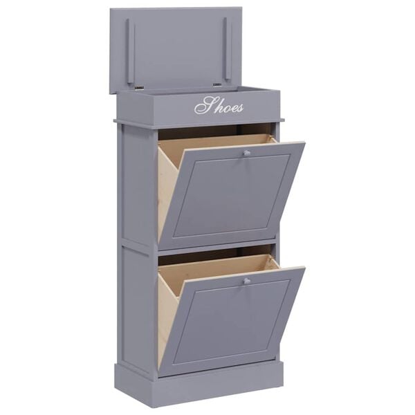 vidaXL Shoe Cabinet Grey 50x28x98 cm Paulownia Wood