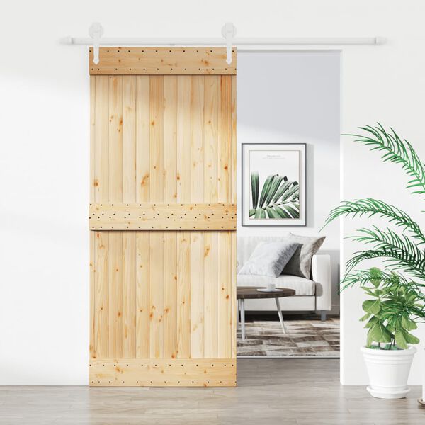 vidaXL Sliding Door with Hardware Set 90x210 cm Solid Wood Pine