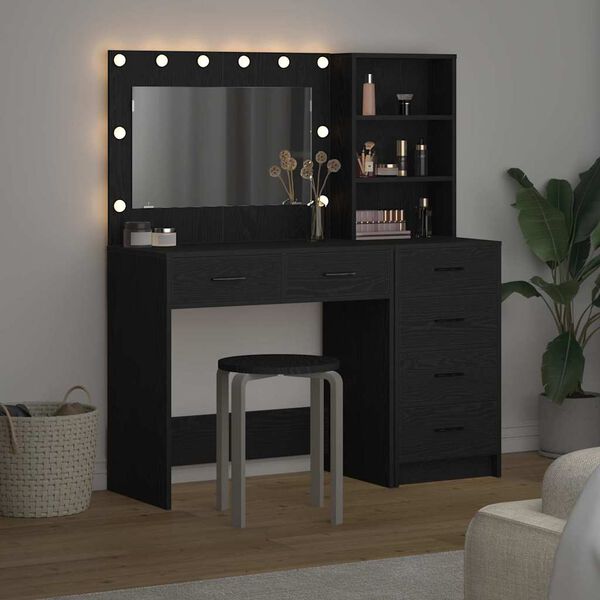 vidaXL Dressing Table Black 78.5 x 41 x 135 cm Engineered wood