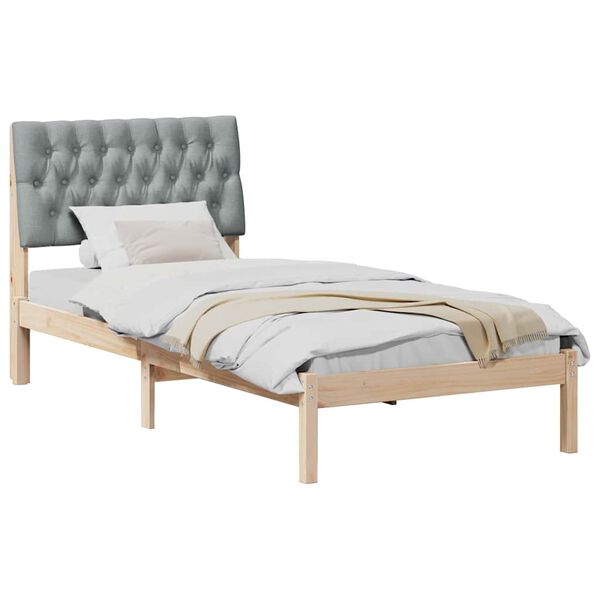 vidaXL Bed Frame with Upholstered Headboard Brown 90 x 200 cm