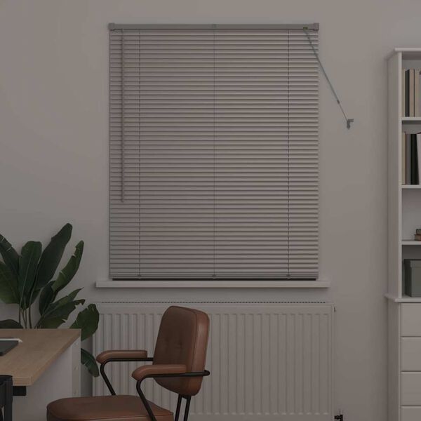 vidaXL Window Blind with Curtains Manual Silver Aluminium