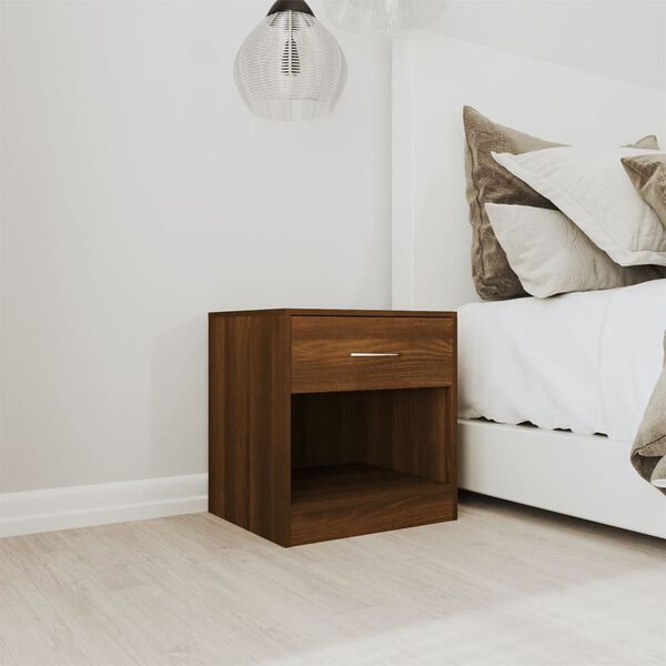vidaXL Bedside Cabinets 2 pcs with Drawer Brown Oak