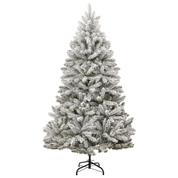 vidaXL Artificial Hinged Christmas Tree with Flocked Snow 210 cm
