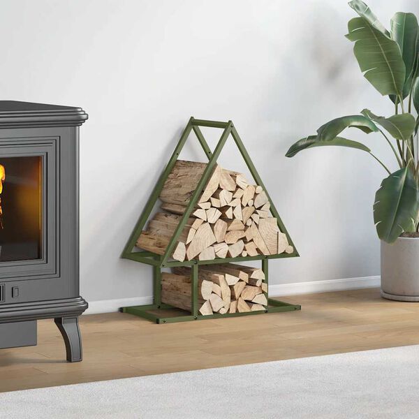 vidaXL Firewood Rack Olive Green 50x25x60 cm Cold-rolled steel
