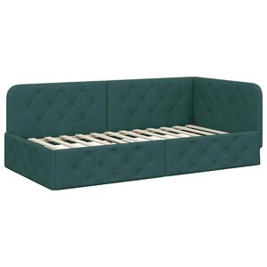 vidaXL Corner Bed Frame with Headboard Dark Green 100 x 200 cm Fabric