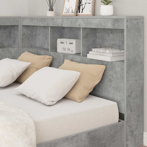 vidaXL Storage Headboard Concrete Grey 120 cm Engineered Wood