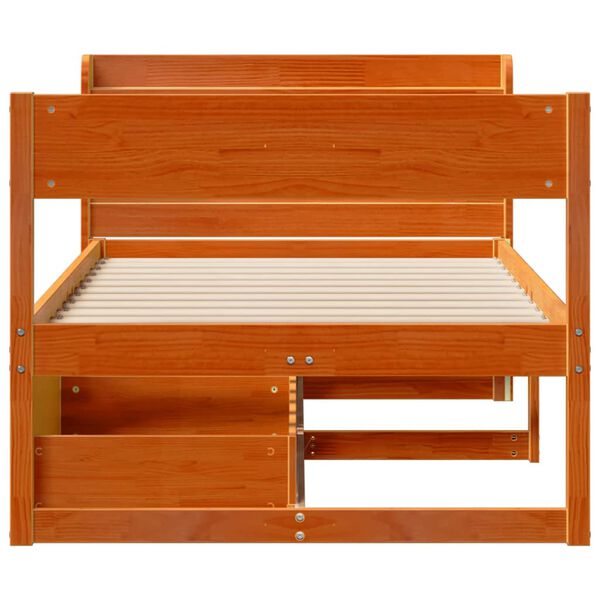 vidaXL Bed Frame without Mattress Wax Brown 100x200 cm Solid Wood Pine