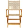 vidaXL Folding Garden Chairs 6 pcs Beige Poly Rattan and Solid Wood