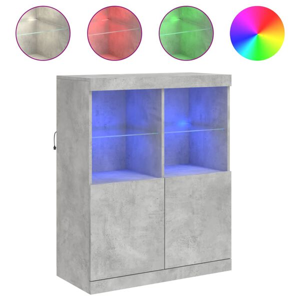 vidaXL Sideboard with LED Lights Concrete Grey 81x37x100 cm