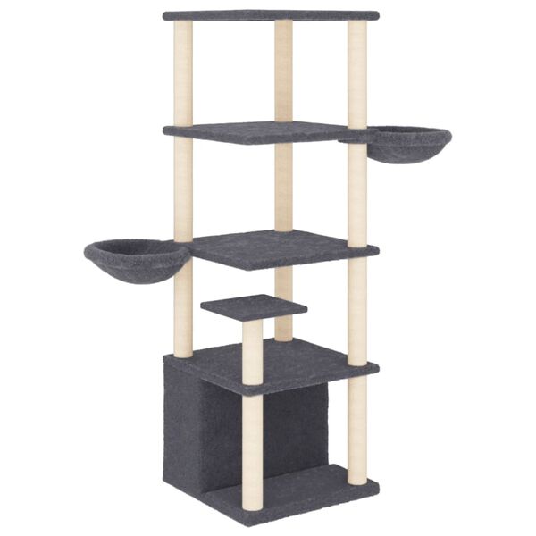 vidaXL Cat Tree with Sisal Scratching Posts Dark Grey 147 cm