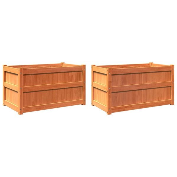 vidaXL Garden Planters 2 pcs Wax Brown Solid Wood Pine