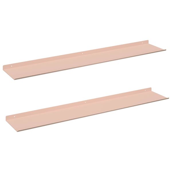 vidaXL Floating Shelf Wall-mounted 2 pcs Pink 100 x 18 x 2.5 cm Steel