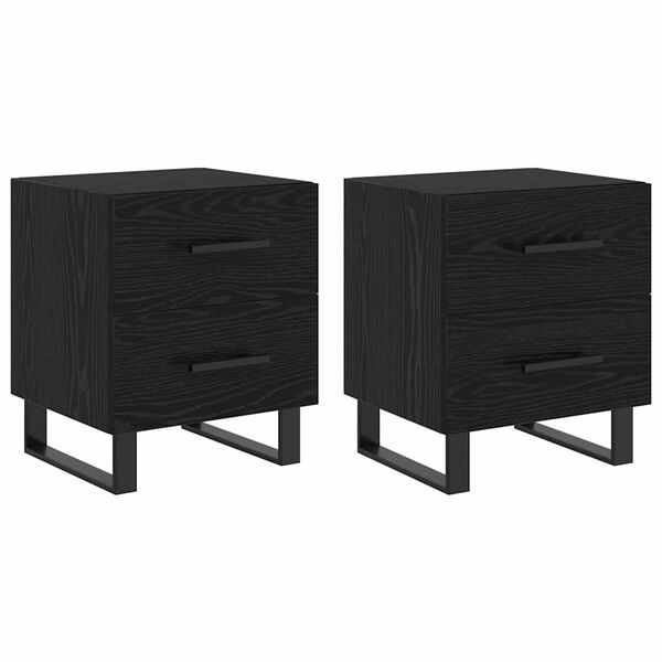 vidaXL Bedside Cabinet with Drawer 2 pcs Black Oak 40 x 35 x 47.5 cm