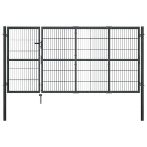 vidaXL Garden Gate with Posts Steel 350x120 cm Anthracite