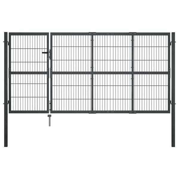 vidaXL Garden Gate with Posts Steel 350x120 cm Anthracite