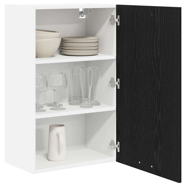 vidaXL Hanging Cabinet Riga Black Oak and White 50 x 31 x 80 cm